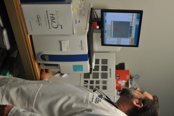 Dr. Read reviewing test results